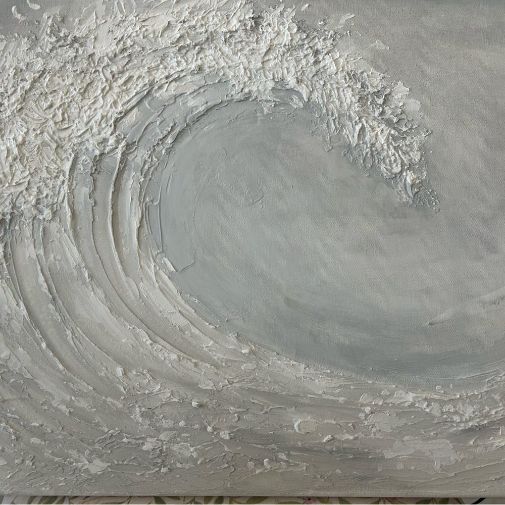 Elegant Textured Wave Canvas Art in Gray and White